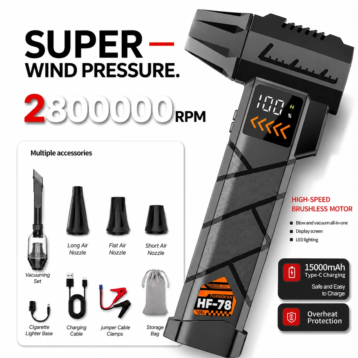 Super Powerful 2800000RPM Elec - Dryer Car Blower 评论和价格